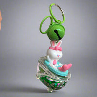 Pink Cinnamoroll Acrylic Keychain with Bell – Glossy Charm