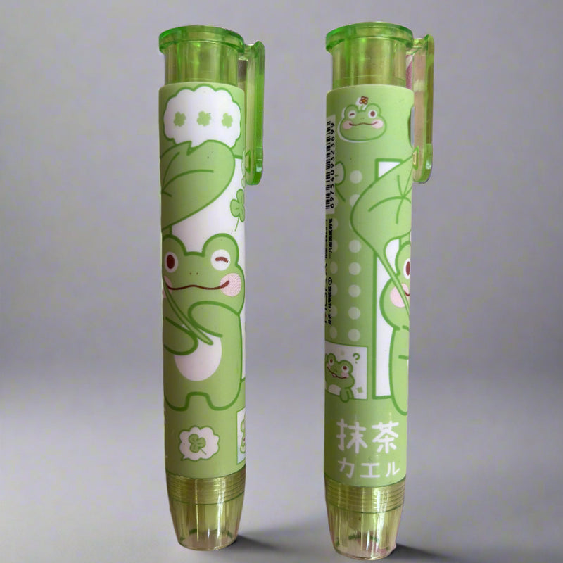 Green frog cartoon style pen eraser - combo of 2 - Project M Shop