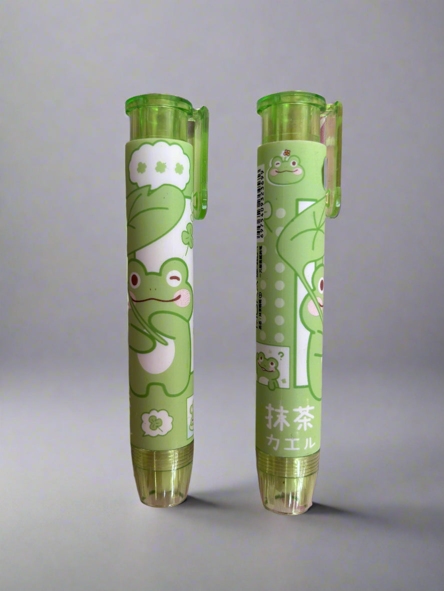 Green frog cartoon style pen eraser - combo of 2 - Project M Shop