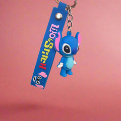 Stitch PVC Rubber Keychain with Strap Design - Project M Shop