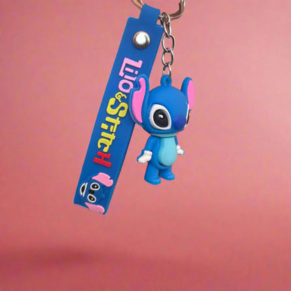Stitch PVC Rubber Keychain with Strap Design - Project M Shop