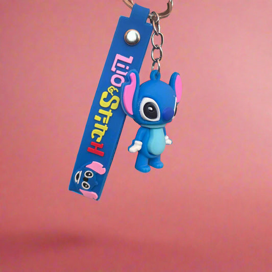 Stitch PVC Rubber Keychain with Strap Design - Project M Shop