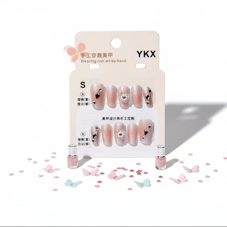 Gemstone & Flower Charms Press-On Nails - Size S - Project M Shop