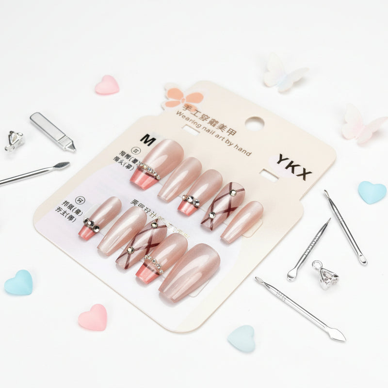 Pearl With Strap Beautiful Press-On Nail - Size M - Project M Shop