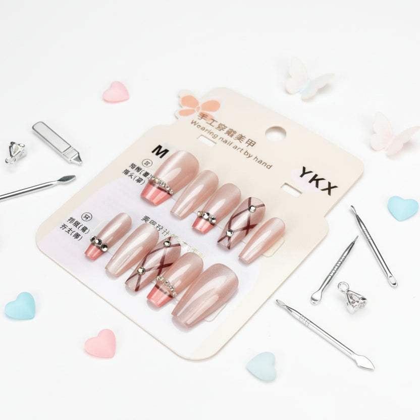 Pearl With Strap Beautiful Press-On Nail - Size M - Project M Shop