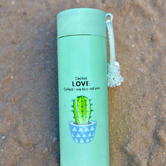 Cactus Printed Glass Water Bottle - 450 Ml - Random Color - Project M Shop