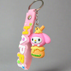 My Melody Keychain with Strap - PVC Rubber Keychain - Project M Shop