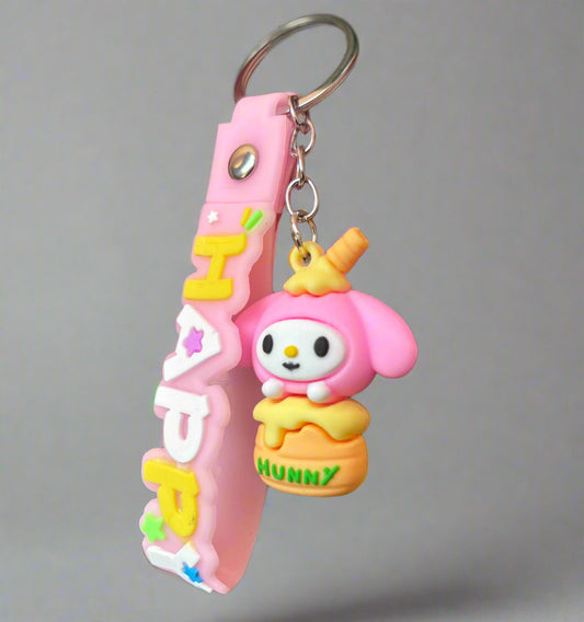 My Melody Keychain with Strap - PVC Rubber Keychain - Project M Shop