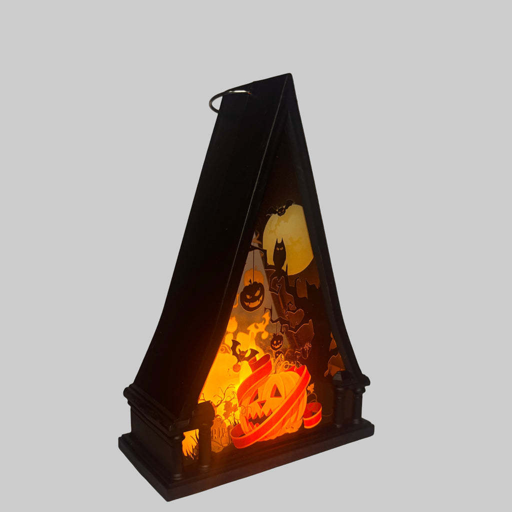 Halloween Pumpkin Tringle Shaped Lantern LED Light For Decoration - For Indoor Use - Project M Shop