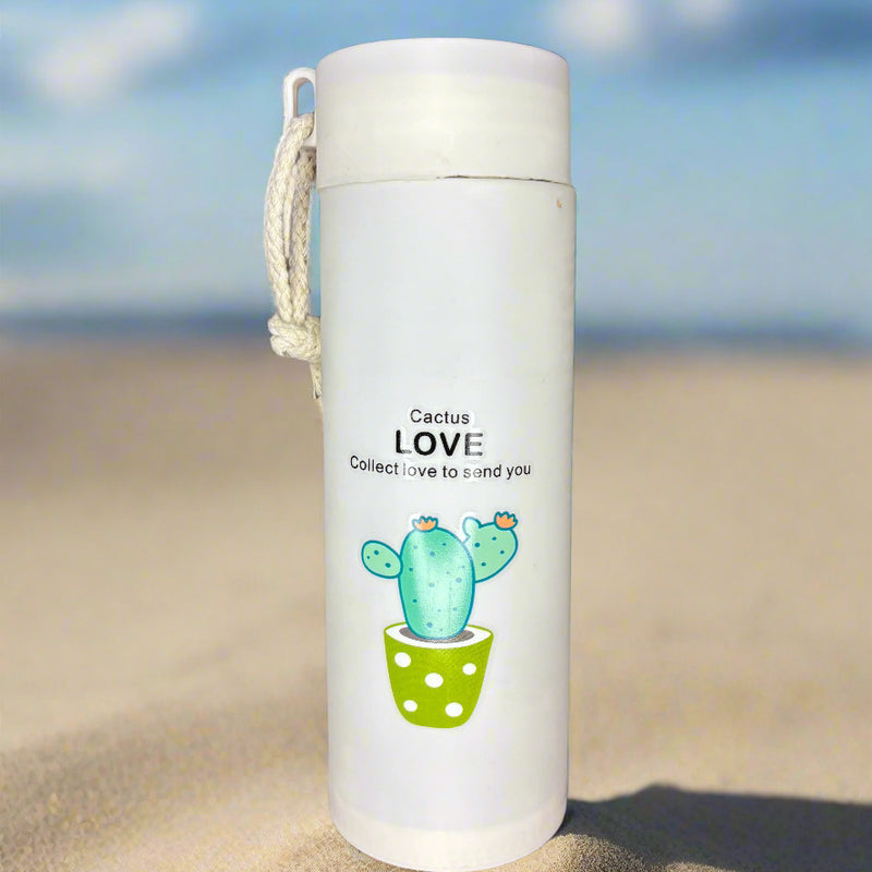 Cactus Printed Glass Water Bottle - 450 Ml - Random Color - Project M Shop