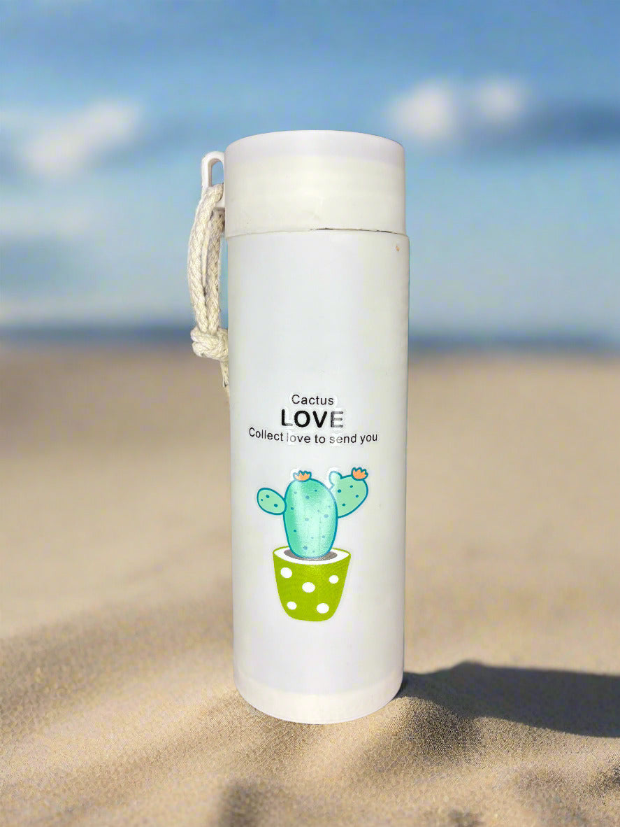 Cactus Printed Glass Water Bottle - 450 Ml - Random Color - Project M Shop