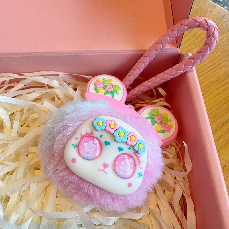 Soft Bear Plush Pendant - Cute Faux Fur Ball Dolls Charm in Random Design/Color