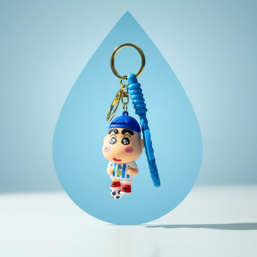 Blue Cap Shin-chan Football Keychain - Premium PVC Keychain - Project M Shop