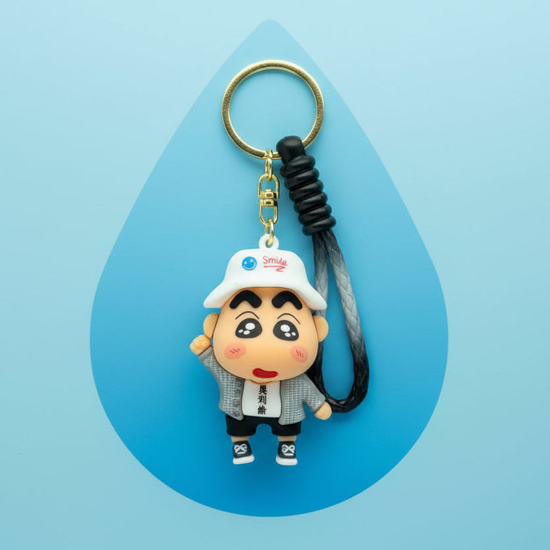 Shin-chan White Cap Keychain - Premium PVC Accessory - Project M Shop