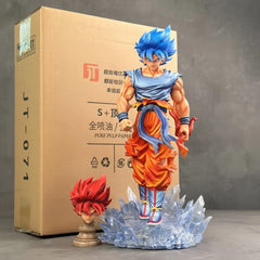 Dragon Ball Z DBZ Goku Dual Head LED Blue PVC Anime Figure For showpiece or decoration