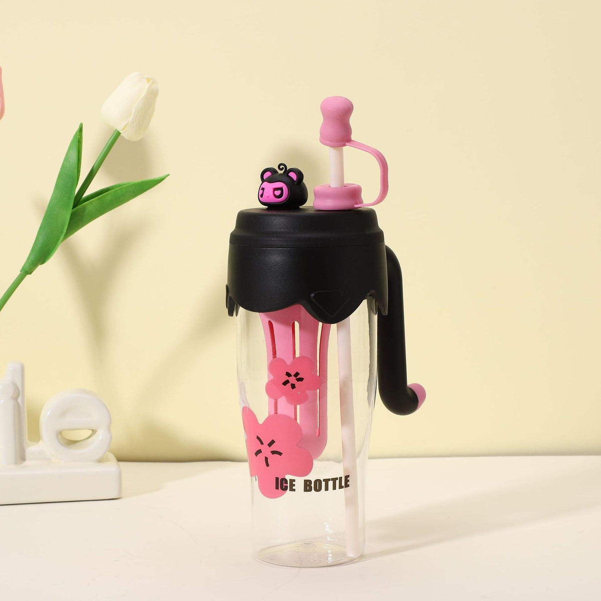 Summer Travel Cartoon Anime Water Bottle - 900 ML - Cute Design in Random Colors