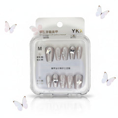 Metallic Butterfly & Pearl Press-on Nails - M Size - Project M Shop