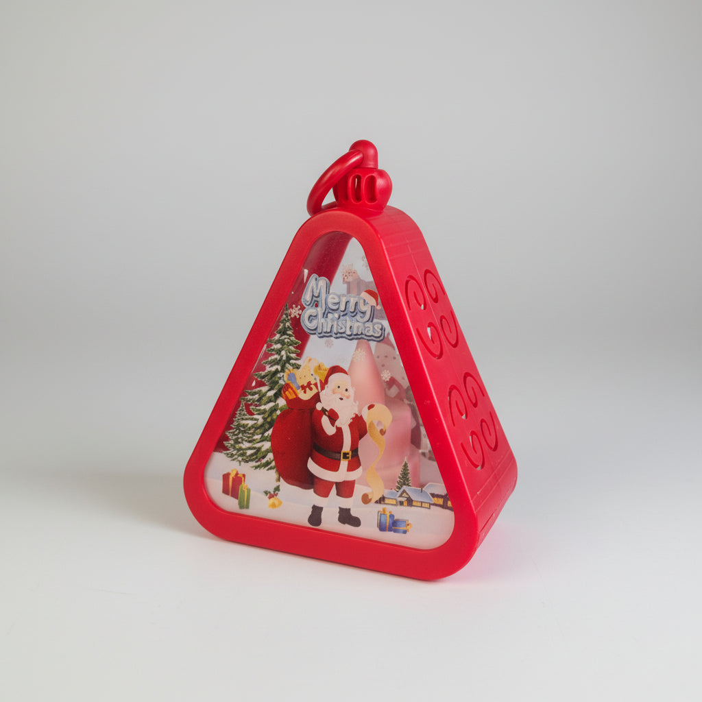Santa Christmas Triangle Shaped Lantern LED Light For Decoration - For Indoor Use (Red) - Project M Shop