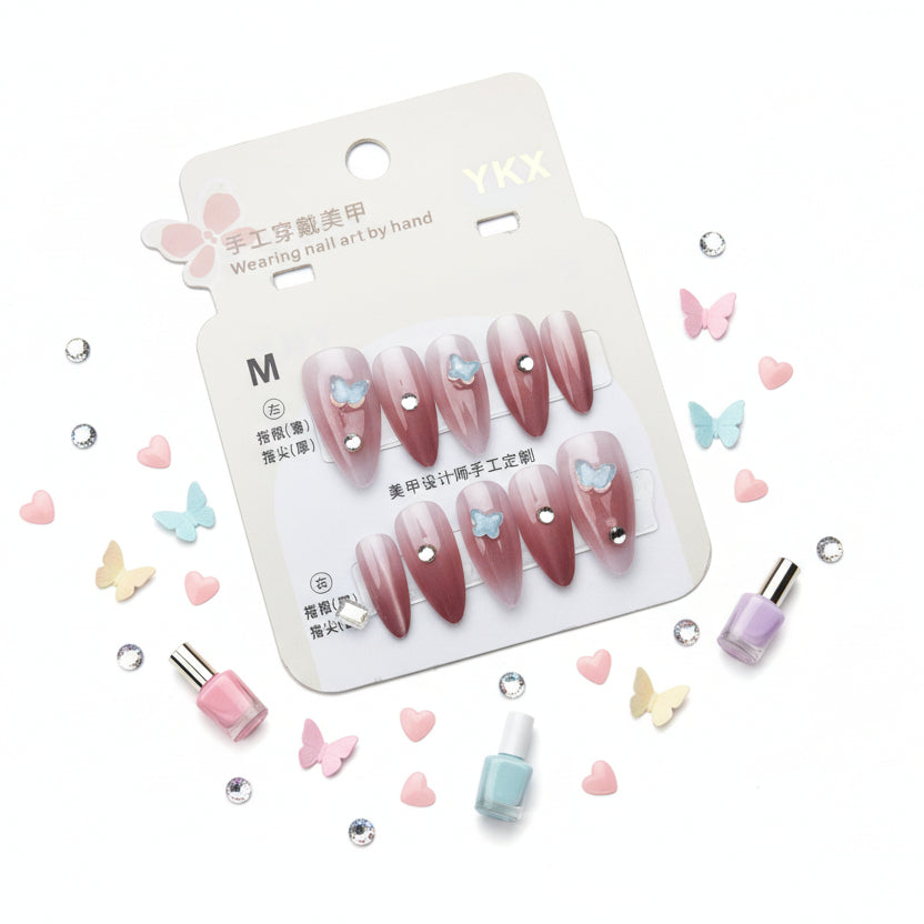 Beautiful Butterfly Charm Press On Nails - M Size - Project M Shop