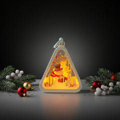 Snow-man Triangle Shaped Lantern LED Light For Decoration - For Indoor Use (White) - Project M Shop