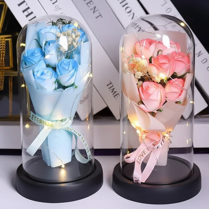 Artificial Soap Rose Acrylic Dome Glass For Valentine's day or Gifting - Project M Shop