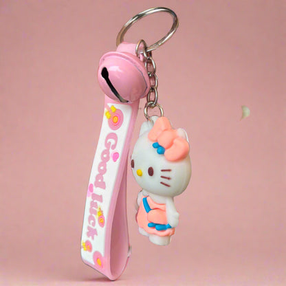 Hello Kitty Keychain With Strap and Bell - PVC Rubber Accessory - Project M Shop