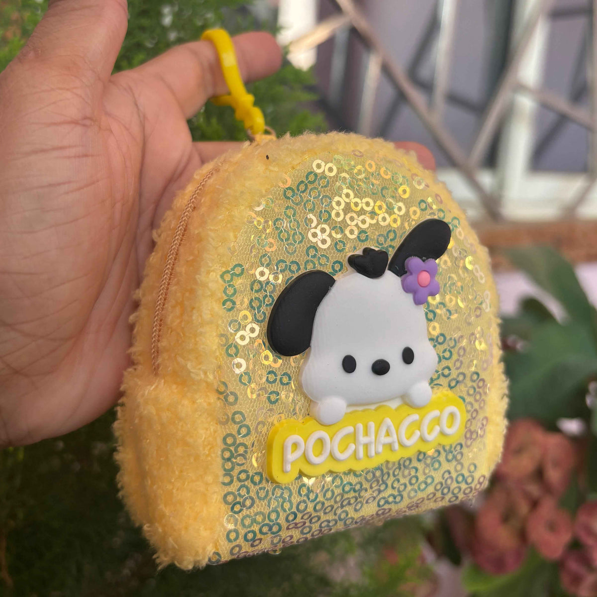 Pochacco Fluffy Coin Purse Keychain – Mini Wallet Charm