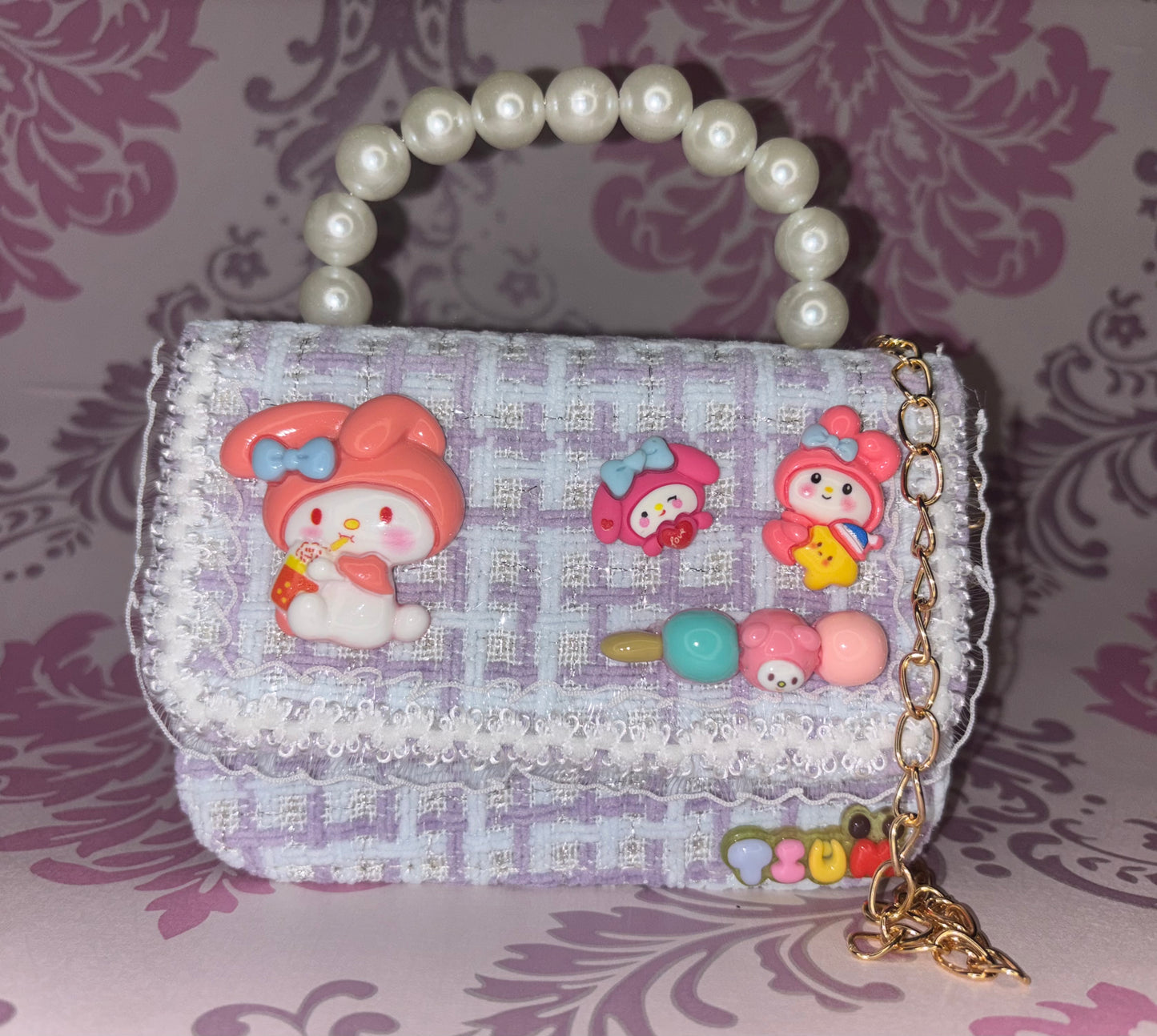 Children's Pearl Hand/Sling bag with San-rio Cartoon - Free Keychain Included