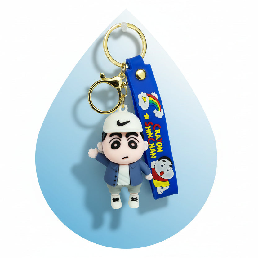 Shin-chan PVC Keychain - Premium PVC Keychain with White Cap and Blue Jacket - Project M Shop