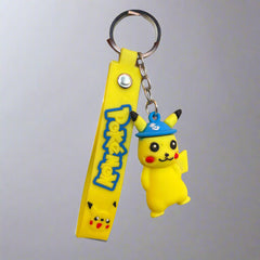 Blue Cap Pikachu Keychain PVC Rubber with Strap - Project M Shop