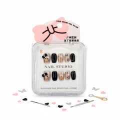 Kitty Charms & Printed Design Short Press-On Nails - Size S & M - Project M Shop