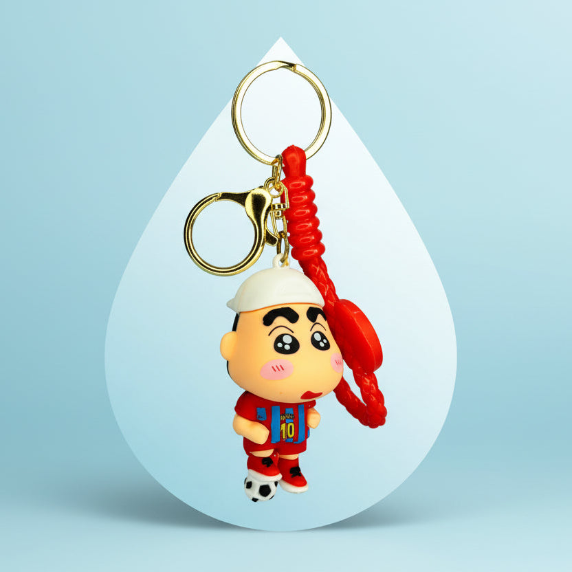 Shin-chan Football Keychain in Red Jersey - Premium PVC Quality - Project M Shop