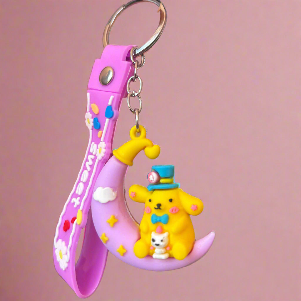 Pompompurin on Moon PVC Keychain – Cozy Sanrio Charm