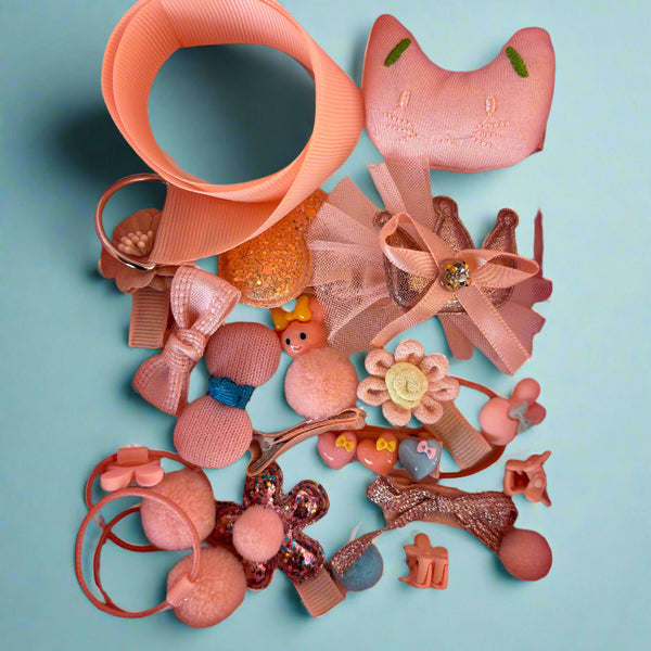 Ballerina Pink Hair Clip Set - 18 Pcs Cute Accessories for Girls - Project M Shop