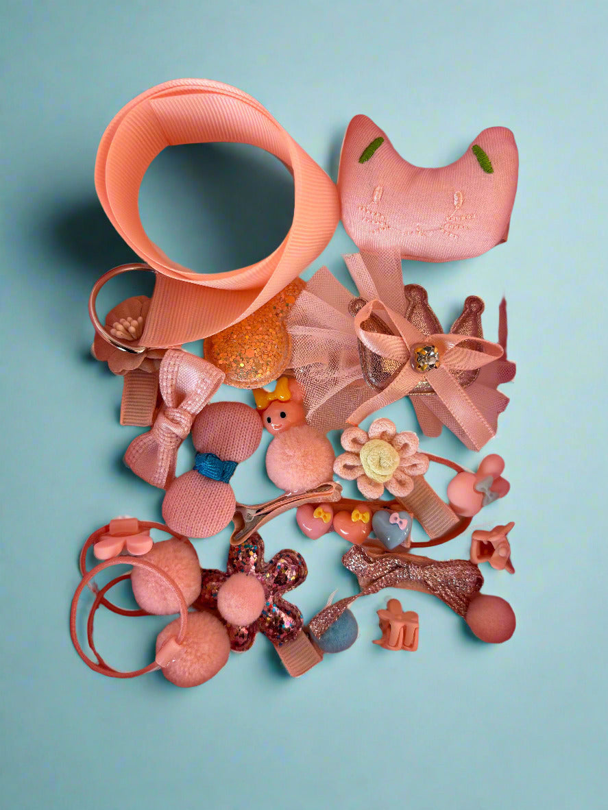 Ballerina Pink Hair Clips – 18 PCs Everyday Basics Set