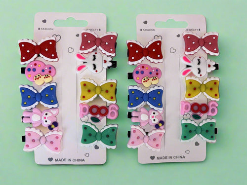 Set of 2 Bow Tie Hair Clips for Girls - Stylish Hair Accessories