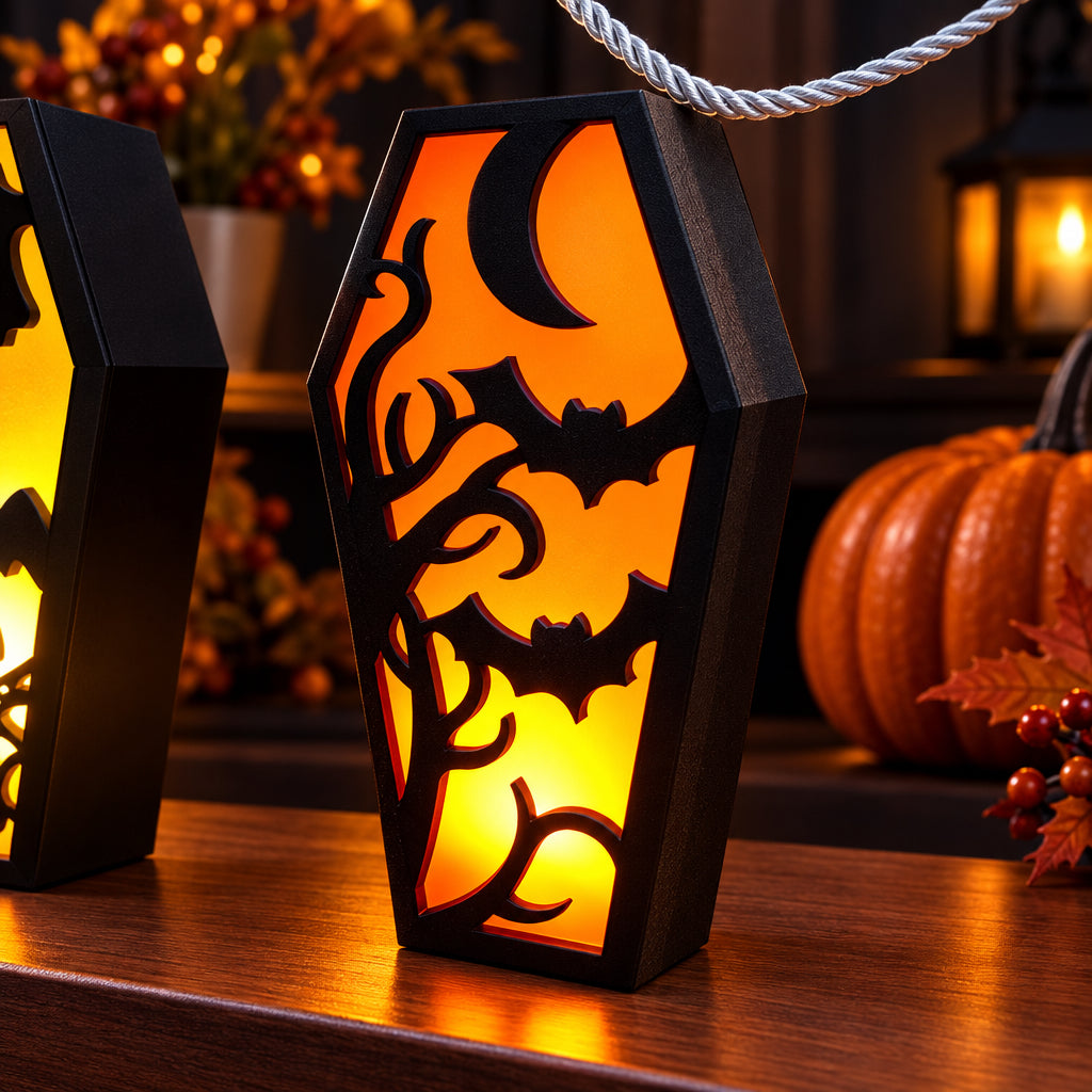 Coffin Style Scary Halloween Light Box - Set of 3 | Spooky Decor - photo 4