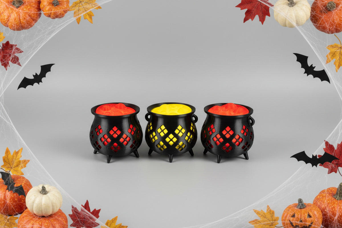 Witch Cauldron LED Light Decor (Set of 3) | Halloween Party Decoration India