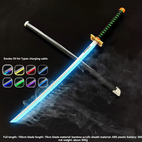 Demon slayer Muichiro Blue RGB LED Light katana With Mist Spray - 105 CM Long
