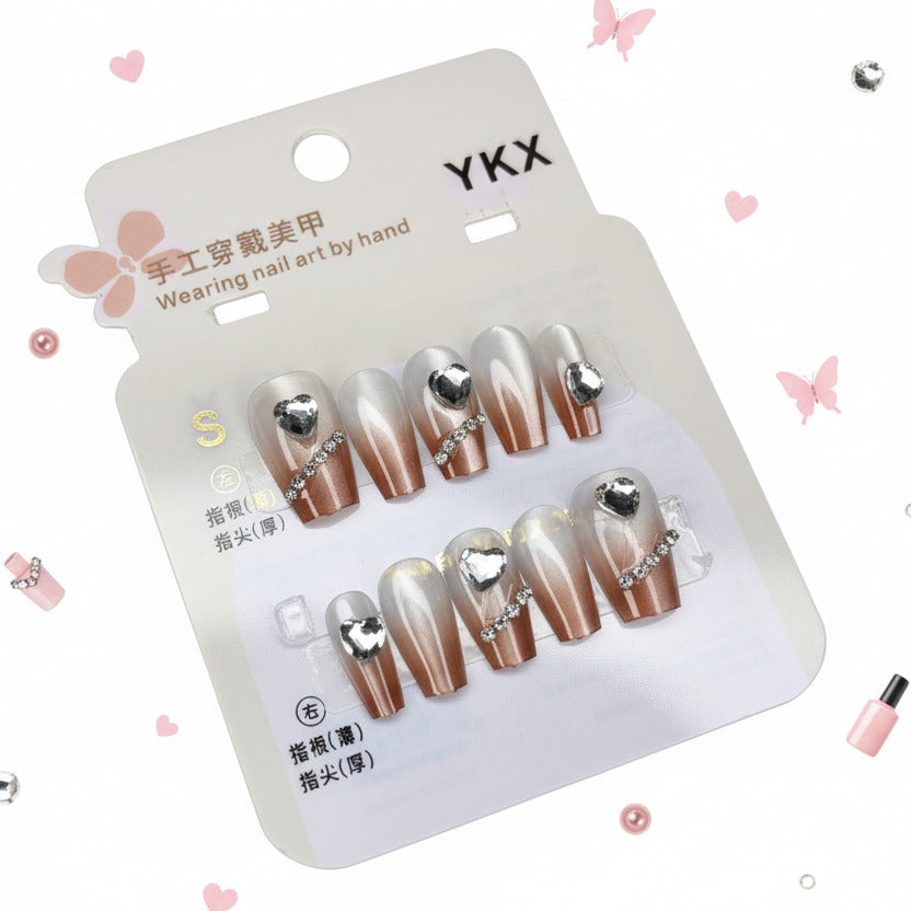Heart Gemstone Charm Press-On Nails - Size S - Project M Shop