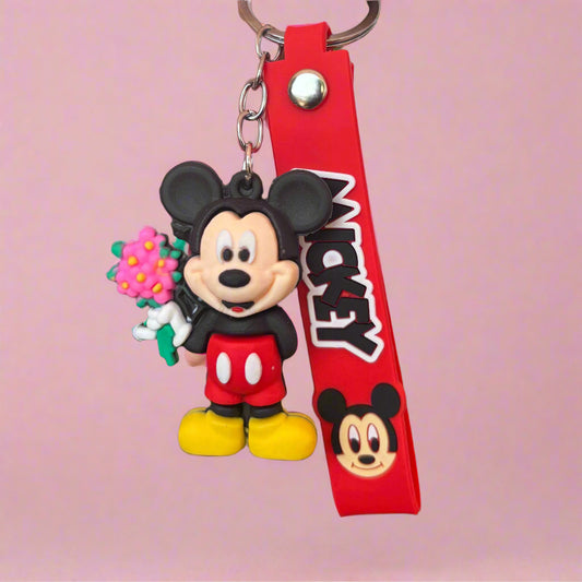 Mickey Mouse PVC Rubber Keychain with Strap in Micky Mouse Style - Project M Shop
