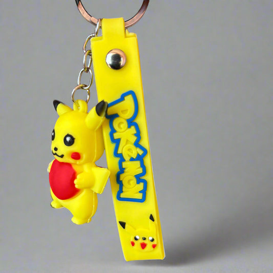 Pikachu Heart Keychain - PVC Rubber Keychain with Strap - Project M Shop