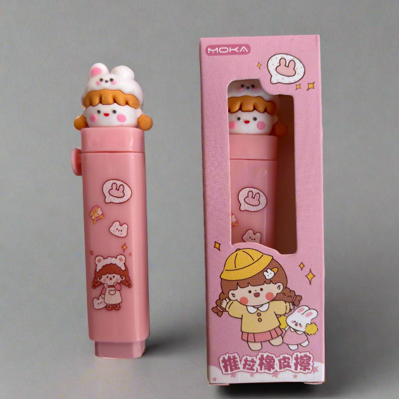 Adorable Pink Girl Pen Style Eraser - Combo of 2 - Project M Shop