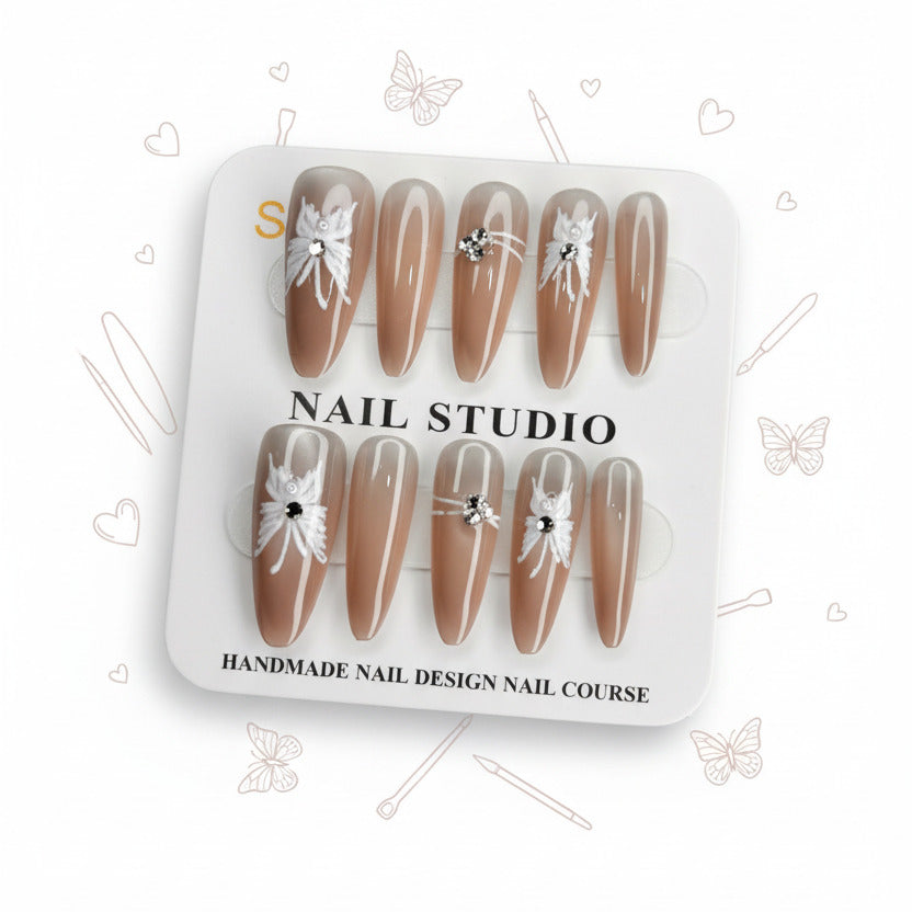 Charming Red Butterfly Long Press-On Nails - Size S - Project M Shop