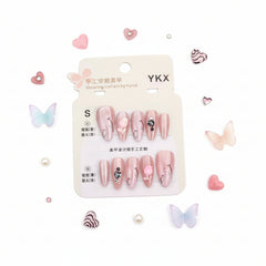 White Flower Charms Cute Press-On Nails - Size S - Project M Shop