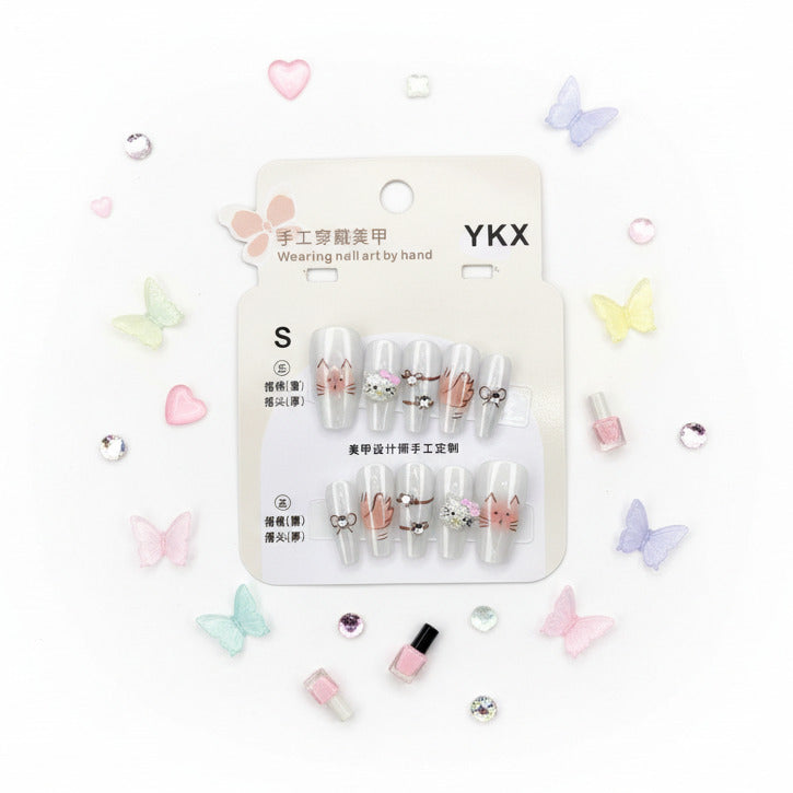 Kitty With Charm Cute & Funky Press-On Nails - Size S - Project M Shop