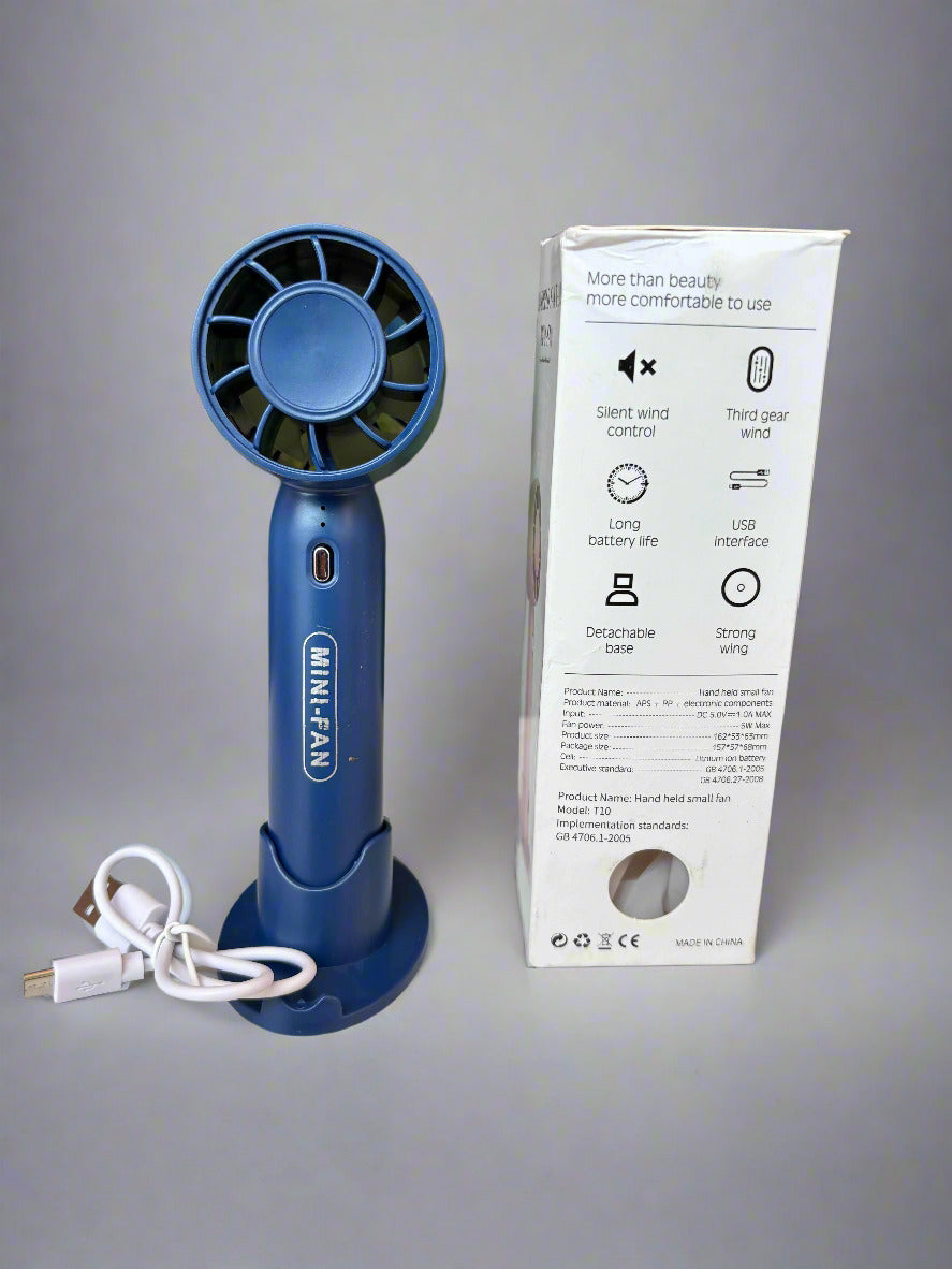 Handheld Portable Fan – 3-Speed Rechargeable Mini Fan