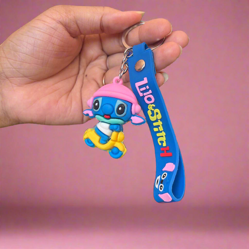 Stitch Scooter Keychain - PVC Rubber Keychain with Strap - Project M Shop