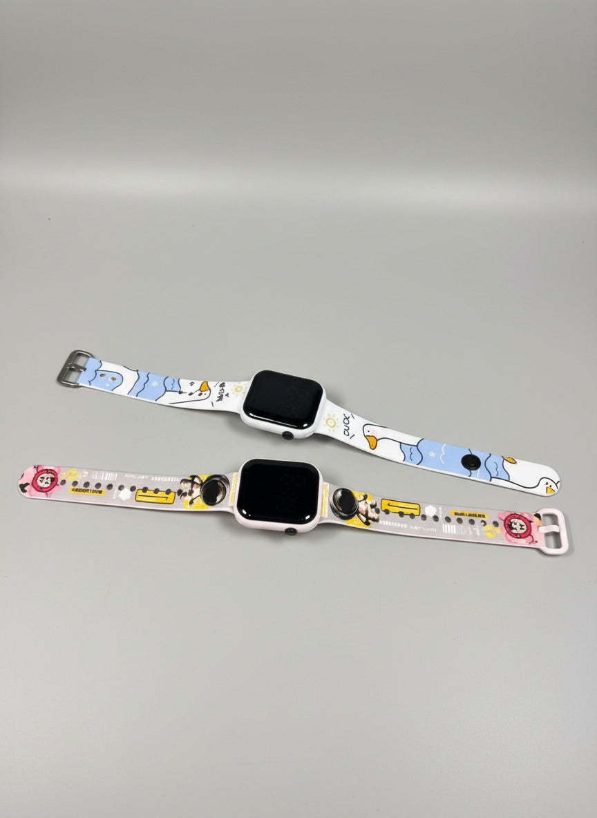 (set of 2) Kids Cartoon Digital Watch Featuring Hello Kitty, Duck, and Astronaut Designs