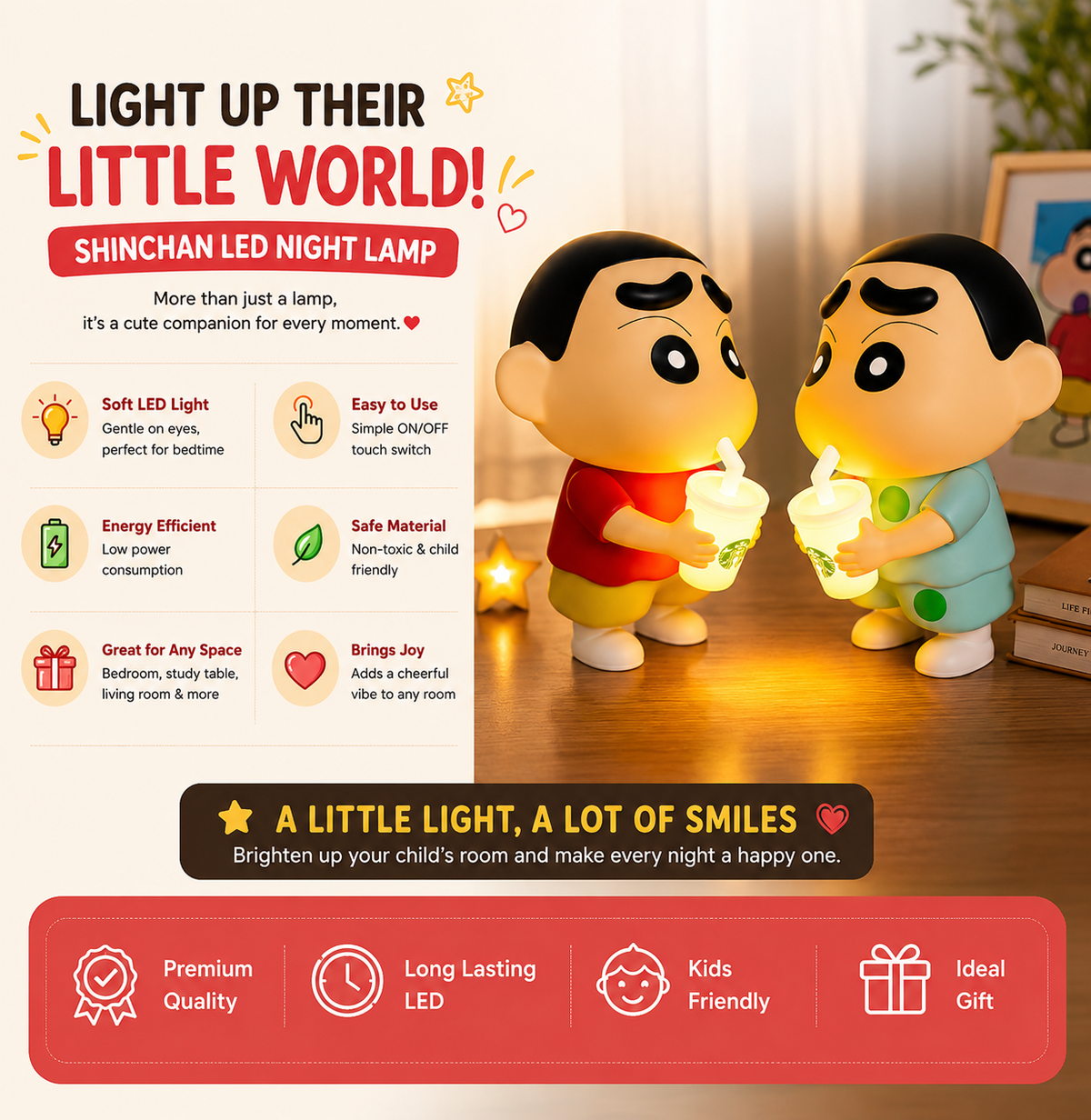 Shinchan Figure With LED Night Light Lamp